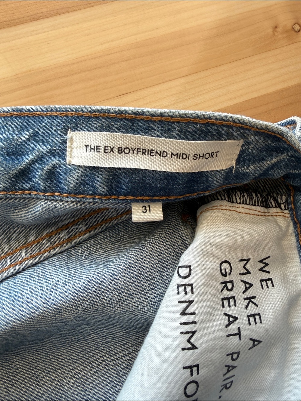Denim Forum Ex Boyfriend High-Rise Distressed Jean Shorts- light blue - Picture 8 of 14